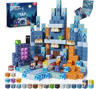Annexfun Magnetic Blocks - 100 PCS Build Blue Castle Building Blocks - Magnetic Cubes Tiles Toys for Montessori Toddler Birthday Gifts - STEM Sensory Toys for 4 5 6 7 8 9 10 Year Old Boys & Girls