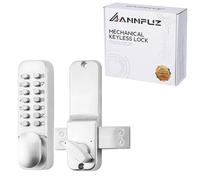 ANNFUZ Digital Code Push Button Door Lock with Bolt,Fits 60mm & 70mm Backset, Mechanical Combination Keypad Door Knob Lock,Keyless Garden Gate Lock,No Power (Chrome)