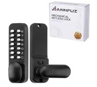 ANNFUZ Digital Numbers Door Lock with Knob,Mechanical Combination Door Handle Lock,Keyless Entry Push Button Code Lock, Single-Sided Keypad, No Electronic, for Garden Gate Door (Matte Black)