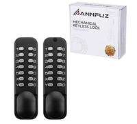 ANNFUZ Double-Side Digital Code Keypad Door Lock with Knob Handle,Mechanical Combination Keyless Entry Lock,Interior Exterior Push Button Coded,for Garden Fence,Gate Door,No Battery,Black