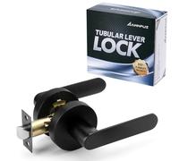 ANNFUZ Interior Black Passage Door Handle Without Keys,Keyless Non-Locking Free Rotation Lever for Hallway or Closet,Round Rosette Reversible Knob for Right Left Side Doors Only Latching Required