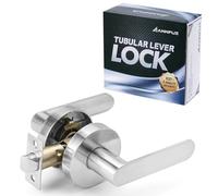 ANNFUZ Interior Passage Lever Door Handle,Non-Locking Lever Set [for Hallway or Closet Doors],Round Door Lever Without Keys,Reversible for Bedroom, Bathroom and Rooms,Satin Nickel