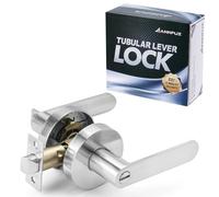 ANNFUZ Interior Privacy Door Handle Lock with Emergency Access, Heavy Duty Round Keyless Door Lever for Left&Right Bathroom and Bedroom, Without Keys, Satin Nickel