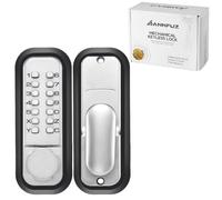 ANNFUZ Mechanical Keyless Entry Door Lock with Keypad, Chrome | Push-Button Combination Deadbolt, Single-Sided Code Door Handle, Weather Resistant for Front Door, Garden Gate, No Batteries