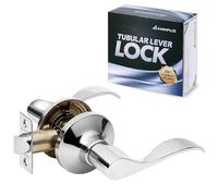 ANNFUZ Passage Door Lever Lock for Hallway Closet,Interior Non-Locking Door Handle Without Key,Reversible for Right&Left Side Indoor Lever Set,Keyless Free Passing Door Handles(Passage,Bright Chrome)