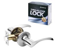 ANNFUZ Passage Lever Door Handle Without Key,Non-Locking Interior Keyless Door Hardware for Home/Hallway/Closet/Laundry Room,Reversible Door Lever for Left&Right Side(Passage,Bright Chrome)