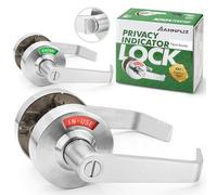 ANNFUZ Privacy Keyless Door Handle Lock with in-Use Vacant Indicator for Men/Women Restrooms,Commercial Grade,Vacancy Occupied Sign Bathroom Lever Door Lock,Perfect for Public Washrooms,Satin Nickel
