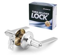 ANNFUZ Privacy Lever Door Handle Without Key,Keyless Door Lever Interior Lockset for Bedroom or Bathroom,Reversible for Left & Right Handed Door,Satin Nickel
