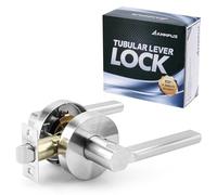 ANNFUZ Round Passage Lever Door Handle Without Key,Non-Locking Heavy Duty Interior Keyless Door Hardware for Hallway/Closet/Laundry Room,Reversible Lever for Left&Right Side(Passage,Satin Nickel)