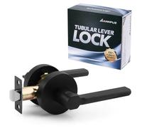 ANNFUZ Round Passage Lever Door Handle Without Key, Non-Locking Heavy Duty Interior Keyless Door Hardware for Hallway/Closet/Laundry Room,Reversible Doorknob for Left&Right Side,Matte Black