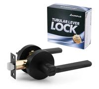 ANNFUZ Round Privacy Keyless Door Handle Lock Without Key,Interior Door Lever Set,Heavy Duty Door Knob Hardware,Reversible for Left or Right Side,Perfert for Indoor Bedroom/Bathroom(Matte Black)