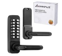 ANNFUZ Single Sided Keypad Door Lock Lever, Mechanical Keyless Entry Door Lock with Handle, Code Combination Front Gate Lock for Outdoor Fences, Not Deadbolt, Auto Lock, No Electronic (Matte Black)