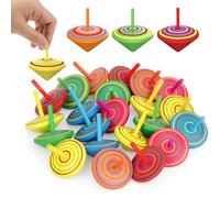 Annhao 30 Pcs Colorful Wooden Spinning Top for Kids, Mini Creative Decompression Gyro, Party bag toys, Kids party bag fillers for kids unisex, Birthday Gift for Children aged 3-7 years (Random Colors)
