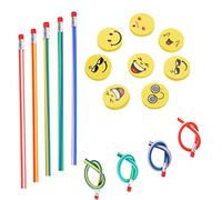 Annhao 71 Pcs Pencils Children, Flexible Bendy Pencil-s, Magic Bend Pencils and Rubber Erasers for Children Party Bag Toys Birthday Gifts Class Gifts