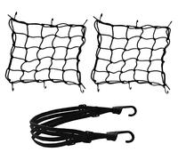 Annhao Motorcycle Helmet Net Cargo Net 2 Pack + 1 Pack Helmet Elastic Rope, Bungee Net for Motorcycle Bike Load Cover ATVs with Hooks Elasticated Stretchable (Black)