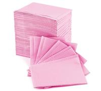 Annhua 125 PCS Dental Bibs Disposable Dentist Bib, Tattoo Bib Waterproof Patient Bibs Pink for Tattoos, Clinics, and Feeding - 13" ×18"