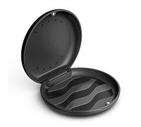 Annhua Retainer Case Magnetic Mouth Guard Case with Vent Holes, Portable Retainer Box for Invisible Braces, 3.35"×0.79" Aligner Case for Pockets and Backpacks - Black