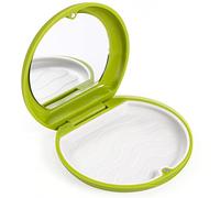 Annhua Slim Retainer Case with Mirror Partial Denture Box with Magnetic Closure, Thickness 0.78 Inches Retainer Box with Silicone Textured Liner, Portable Aligner Case for Travel - Green