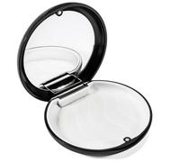 Annhua Slim Retainer Case with Mirror Partial Denture Box with Magnetic Closure, Thickness 0.78 Inches Retainer Box with Silicone Textured Liner, Portable Aligner Case for Travel - Black