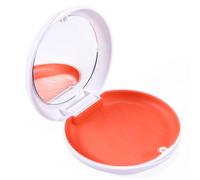 Annhua Slim Retainer Case with Mirror Partial Denture Box with Magnetic Closure, Thickness 0.78 Inches Retainer Box with Silicone Textured Liner, Portable Aligner Case for Travel - White