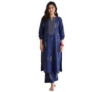 ANNI Designer Women's Ethnic Co-Ord Set | Kurta Palazzo Set | Kurta Palazzo Set | Stylish Cotton Suit Set for Women, Festival, Blue, XXL