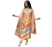 ANNI DESIGNER Women's Kurta with Trousers and Dupatta, Cream, XX-Large