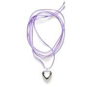 ANNI LU Heart on a String Necklace Silverplated Brass 242-20-29 - Woman - 925 Sterling Silver Purple 15 cm