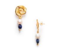 ANNI LU Jetset Earrings Goldplated Brass 261-30-63 - Woman - Brass Blue/Gold/White 45 mm