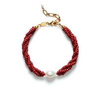 ANNI LU Rodeo Bracelet Goldplated Brass 252-10-16 - Woman - Quartz - Brass Red/White 16 cm