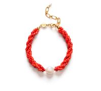 ANNI LU Scarlet Wave Bracelet Goldplated Brass 261-10-08 - Woman - Brass Gold/Red/White 17 cm