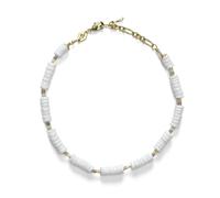 ANNI LU X Terry Puka Ankle chain Goldplated Brass 2021-50-05 - Woman - Brass Gold/White 22 cm