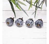 Annibells 4 Vintage Blue Ceramic Door Drawer Knobs
