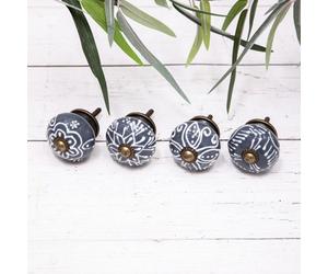 Annibells 4 Vintage Blue Ceramic Door Drawer Knobs