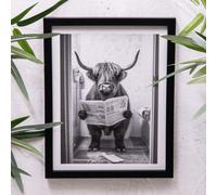 Annibells Black Framed Highland Cow On Toilet (15078)