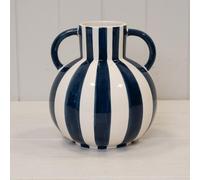 Annibells Blue & White Striped Ceramic Glazed Vase H (24689)