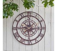 Annibells Compass Garden Wall Clock Skeleton Round Metal Indoor / Outdoor