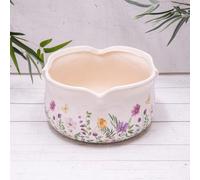 Annibells Cream Floral Ceramic Scalloped Flower Pot (16223) - Large
