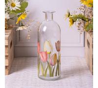 Annibells Floral Vintage Clear Glass Bottle Bud Vases - Large