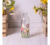 Annibells Floral Vintage Clear Glass Bottle Bud Vases - Small