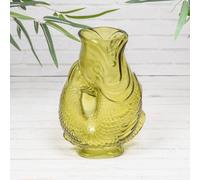 Annibells Glass Fish Gluggle Jug Vase Blue Orange Green Pink - Green (25479)