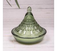 Annibells Glass Tagine Candle Jar With Lid - Blue Green Brown Moroccan Patterned - Green