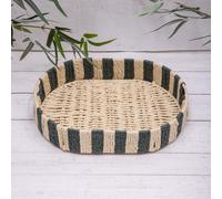 Annibells Green Natural Stripe Rattan Woven Serving Trays (16917) - Small
