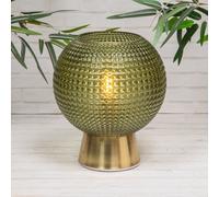 Annibells Green Vintage Patterned Glass Gold Dimpled Battery Ball Lamp (24983)