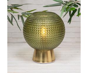Annibells Green Vintage Patterned Glass Gold Dimpled Battery Ball Lamp (24983)