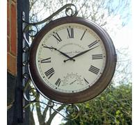 Annibells Large Garden Station Vintage Double Sided Indoor / Outdoor Wall Clock & Thermometer (14534)