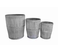 Annibells Large Metal Ribbed Barrel Garden Flower Pot Planters (11562) - Medium