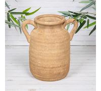 Annibells Large Rustic Farmhouse Brown Stoneware Ceramic Handled Urn Vase (26289)