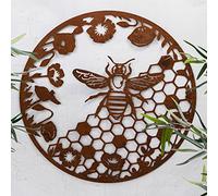 Annibells Large Rustic Metal Round Garden Honeycomb Bee Wall Plaque - 60cm