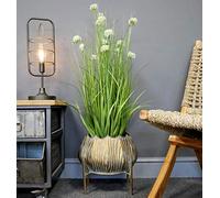 Annibells Large Vintage Style Gold Metal House Plant Flower Pot with Legs (S)