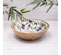 Annibells Mango Wood Enamelled Olive Serving Bowl - Small - 17 Cms